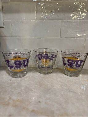 Vintage LSU Tigers 1958 National Champions Cocktail Glass Set of 3